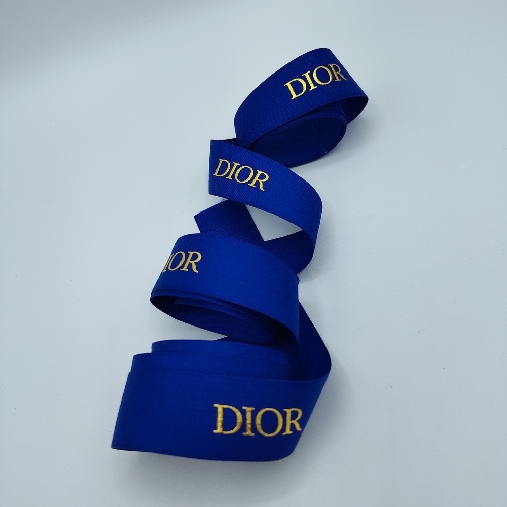 DIOR Royal Blue Ribbon 2 Yards • 2" Wide Gold Logo Boutique Cut Gifts DYI Crafts